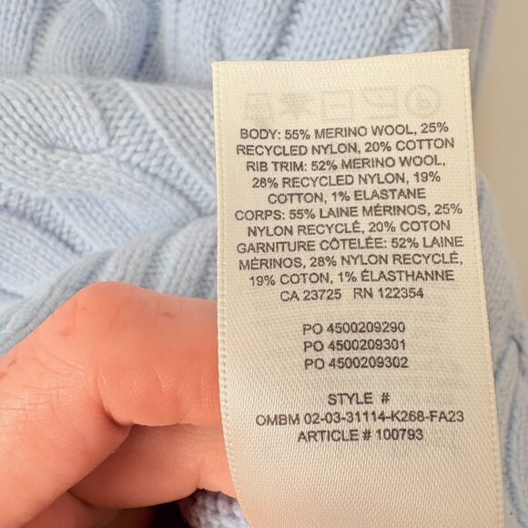 Aritzia Sunday Best Wool Lottie V-Neck Cable Knit Polo Sweater Light Blue XS - Picture 8 of 8